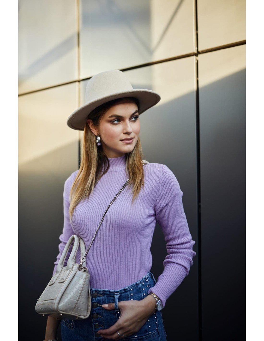 Women\'s fitted lilac turtleneck 3212024 - Online store - Boutique